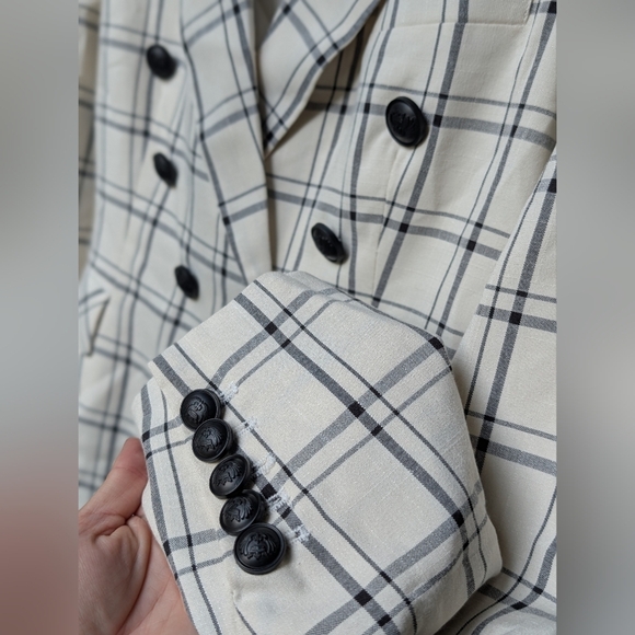 102.Nwt Choosy Plaid Double-Breasted Women's Blazer - Picture 2 of 4